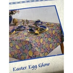 Bardwil Linens Easter Egg Glow Vintage Rectangle Table Cloth NWT